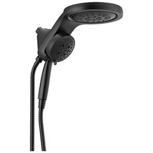 Delta Faucet HydroRain 5-Spray H2Okinetic Dual Shower Head with Handheld Spray, Black Shower Head with Hose, Handheld Shower Heads, Detachable Shower Head, 1.75 GPM Flow Rate, Matte Black 58680-BL