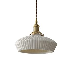 ZTTECH White Ceramics Pendant Light Brass Socket with Switch Hanging Lamp Mini Ceiling Light (B) (TCS-A)