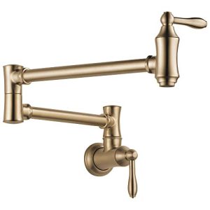 DELTA FAUCET Traditional Champagne Bronze Pot Filler Faucet, Wall Mount, Brass Construction, 24-Inch Reach, ADA Compliant, Lifetime Limited Warranty