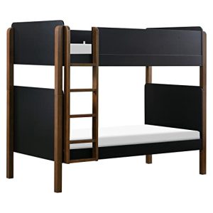 Babyletto Tiptoe Bunk Bed, Twin, Black and Washed Natural