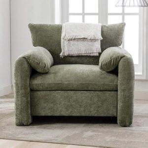 Miscoos Chenille Oversized Armchair-Modern Accent Chair & Single Sofa Lounge, 38.6'' Wide, Comfortable Seating for Living Room & Bedroom, Green