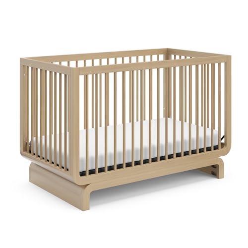 Storkcraft Santorini Deluxe 5-in-1 Convertible Crib with Bonus Toddler Guardrail (Driftwood) – GREENGUARD Gold Certified, Toddler Guardrail Included in Box, Fits Standard Crib Mattress