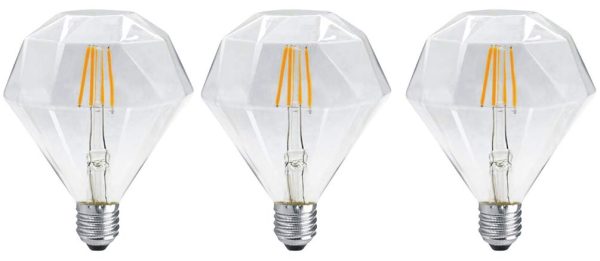 KLED LED Vintage Edison Bulb, Dimmable, D95 8W (80W Equivalent), LED Filament Bulb, 750 lumen, 2700K (Warm White), Medium Base E26, CRI 85+, UL-Listed (Pack of 3)