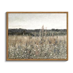 InSimSea Framed Canvas Wall Art Vintage Decor, Wildflower Field Canvas Wall Art Paintings Prints, Rustic Landscape Wall Decor for Bathroom Office, Office Dining Room Decor, 11"x14"