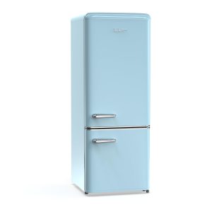 iio 7 Cu Ft Bottom Freezer Retro Refrigerator, Small, with Mini Fridge for Bedroom, 3 Glass replacement Shelves, LED Light,1 Crisper, 2 Drawers (Blue)