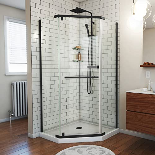 DreamLine Prism 34 1/8 in. x 72 in. Frameless Neo-Angle Pivot Shower Enclosure in Matte Black