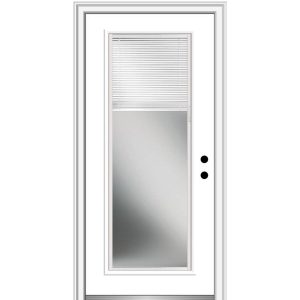 National Door Company ZMJ686BLPR30L Steel, Primed, Left Hand Inswing, Exterior Prehung Door, Clear Glass Internal Blinds, Full Lite, 36"x80"