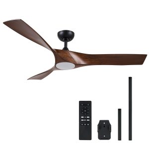 VONLUCE Ceiling Fan with Light and Remote Control, 52 Inch Modern Fan with 3 Blades Noiseless DC Motor for Bedroom, Living Room, Kitchen, Study, Walnut