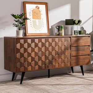 Bme Sideboards Georgina Solid Wood 2 Doors & 3 Drawers, Walnut