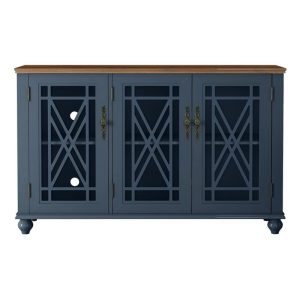 LIVILAND 55" Vintage Style Wood Kitchen Accent Buffet Sideboard Cabinet - Navy