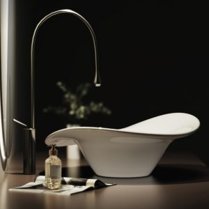 ELLAI Bonnet Bathroom Vessel Sink Drop In Sink White Semi Recessed Vessel Sink Modern Ceramic Bathroom Sink Bowl 20" x 19.3" x 7.4" (Drain, Faucet and the soap dish are not included)