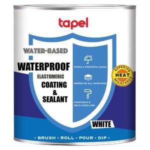 Tapel Water-Based Liquid Rubber Waterproof Sealant - White 24oz for 16ft² (Single Coat) - Waterproof Rubber Paint Indoor & Outdoor Coating Sealant for Leaks, Cracks & Roof Repair - Easy to Apply