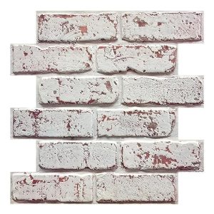 Commomy 10 Pcs 3D Faux Brick Wall Panels -11.8"X11.8" Small Size Thin PVC Brick Peel and Stick Wall Tiles Farmhouse 3D Self-Adhesive Whitewash Brick Tiles for Living Room,Fireplace,Bedroom,RV