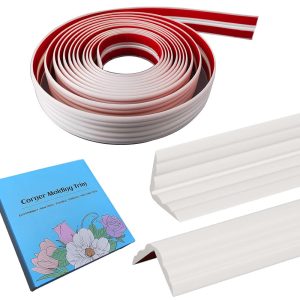 Inside & Outside Corner Trim, Peel and Stick Wall Molding Trim 3D DIY Decorative Lines for Wall Floor Window Door Ceiling and More,Flexible,Self-Adhesive,1.5in x 16ft, White