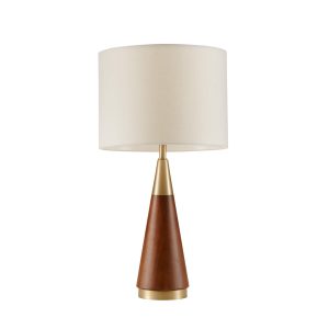 INK+IVY Chrislie Gold White Mid Century Modern Table Lamp , Contemporary Metal Wood Table Lamps for Bedrooms , 13.5"W X 13.5"D X 26"H , Gold / Brown