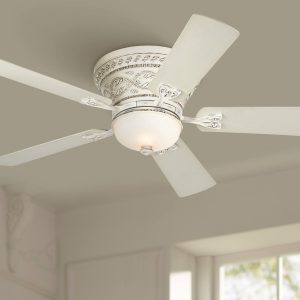 Casa Vieja 52" Ancestry Hugger Low Profile Indoor Ceiling Fan with Light LED Dimmable Remote Control French Rubbed White Frosted Glass for Living Room Kitchen Bedroom Dining