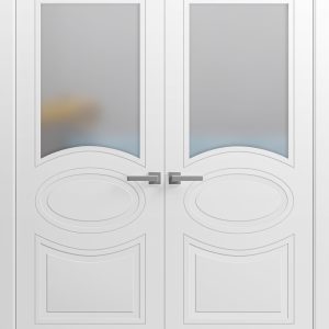 Solid French Double Doors 36 x 84 inches Opaque Glass/Mela 7012 Matte White/Wood Solid Panel Frame/Closet Bedroom Modern Doors