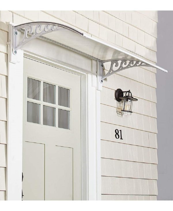 The Lakeside Collection White 47.5" Window Awning or Front Door Canopy - Shield from Rain and Snow