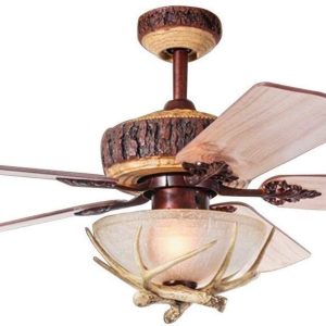 Tropwellhouse Indoor Rustic Ceiling Fan with Light and 5 Wood Blades, Modern Antler Ceiling Fan Homer Decoration for Bedroom Living Room Farmhouse Chandelider Fan with Remote of 52Inch (Bronze)