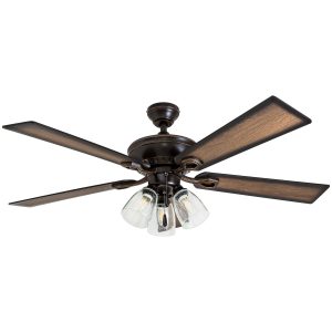 Prominence Home Glenmont, 52 Inch Farmhouse LED Ceiling Fan with Light, Pull Chain, Three Mounting Options, Dual Finish Blades, Reversible Motor - 40278-01 (Oil-Rubbed Bronze)