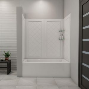 DreamLine QWALL-Tub 56-60 in. W x 28-32 in. D x 60 in. H Acrylic Backwall Kit In White, SHBW-1360603-01