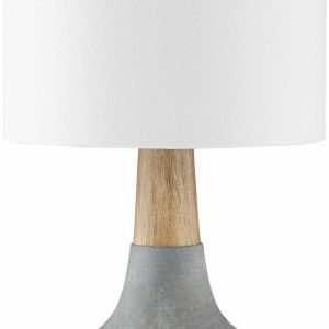 BoutiqueRugs Buharkent Modern Resin Bedside Table Lamp for Bedroom Nightstand - End Side Table Lamp for Living Room - Shade Linen - White, Gray, Beige - 17,5" H