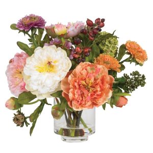 Nearly Natural 4689 Mini Peony Silk Arrangement,Assorted 10 x 10 x 10