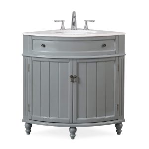 24” Thomasville Gray Modern Slim Corner Bathroom Sink Vanity ZK-47566CK