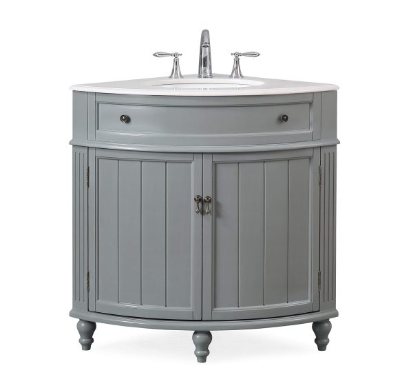 24” Thomasville Gray Modern Slim Corner Bathroom Sink Vanity ZK-47566CK