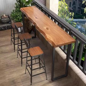 Solid Wood Bar Table Modern Pub Table Rectangle Bar Counter Table Solid Wood Bar Height Table Sofa Bar Table for Small Space Kitchen Bar Dining Table-Table Only(63“L x 15.7“W x 41.3“H, Brown)