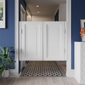 Interior Solid Wood Swing Door, Sturdy Cafe Saloon Doors with Metal Hinges, Cowboy Swinging Door for Stairs Bathroom Bedroom Balcony (Color : White, Size : W75cmxH90cm/29.5" x35.4)