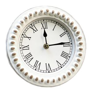 KOREEN'S Farmhouse Table Top Clock with Wooden Beads-Mantal Tabletop Clcok-Desk Clock-Small Round Clock-Slient Light Desk Clock for Home Decor