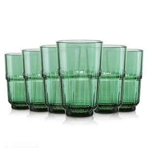 CREATIVELAND Cold Drink Cup，Set of 6 Drinking Glasses- 13.5oz ，Collapsible glass ，Drinking Cups for Water, Iced Tea, Juice (Emeralds)