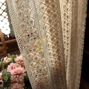 WINYY Boho Curtains Farmhouse Hollow Out Knitting Lace Curtains for Sliding Glass Door Rod Pocket Light Filtering Drapes for Bedroom 1 Panel 59 X 94 Inch Phoenix Flower 1PCW59 x L94 inch