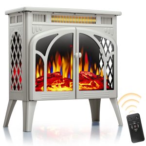 Electric Fireplace Heater Portable Electric Fireplace Heater Indoor,Beige