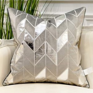 Avigers 20 x 20 Inches Grey Silver Striped Cushion Case Luxury European Throw Pillow Cover Decorative Pillow for Couch Living Room Bedroom Car