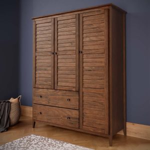 Grain Wood Furniture Greenport 3-Door Wardrobe, Brushed Walnut