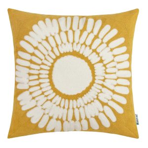 HWY 50 Decorative Couch Throw Pillow Covers 18x18 Inch Embroidered Farmhouse Accent Cotton Throw Pillow Cases Cushion Cover for Bed Living Room 1 Piece Big Sunflower Mustard Yellow