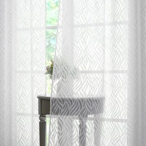 Chyhomenyc Marilyn White Sheer Curtains 63 Inch Length 2 Panels, Light Filtering Soft Airy Voile 3D Leaf Clip Jacquard Textured Drapes for Bedroom Living Room Window, 38Wx63L Inches