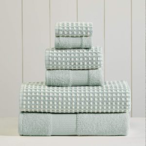 Amrapur Overseas 6-Piece Yarn Dyed Cobblestone Jacquard Towel Set Misty Blue